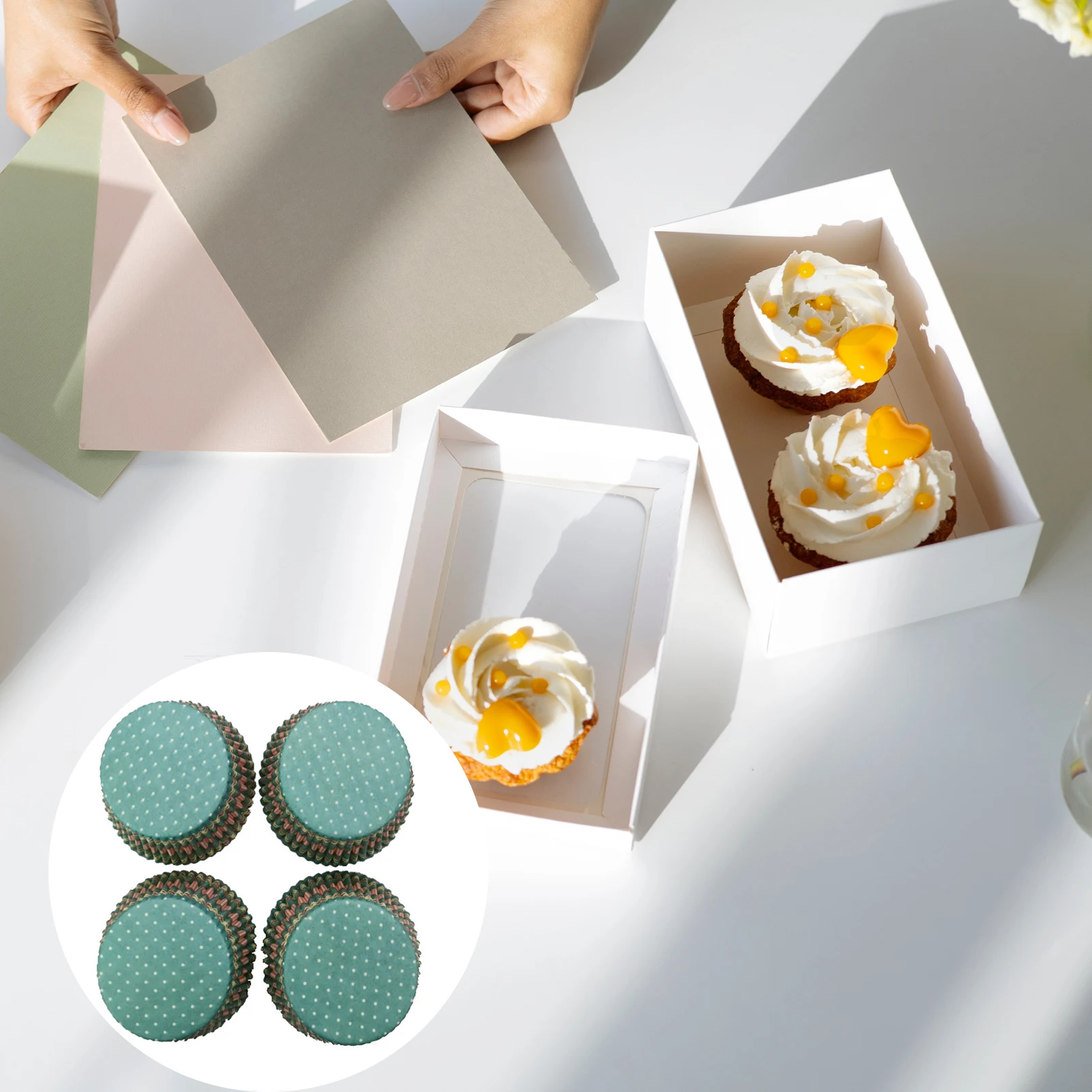 

100PCS Rainbow Cake Cups Muffin Cup-cake Baking Paper Disposable Greaseproof Paper Egg Tart Biscuit Dessert Baking Mold