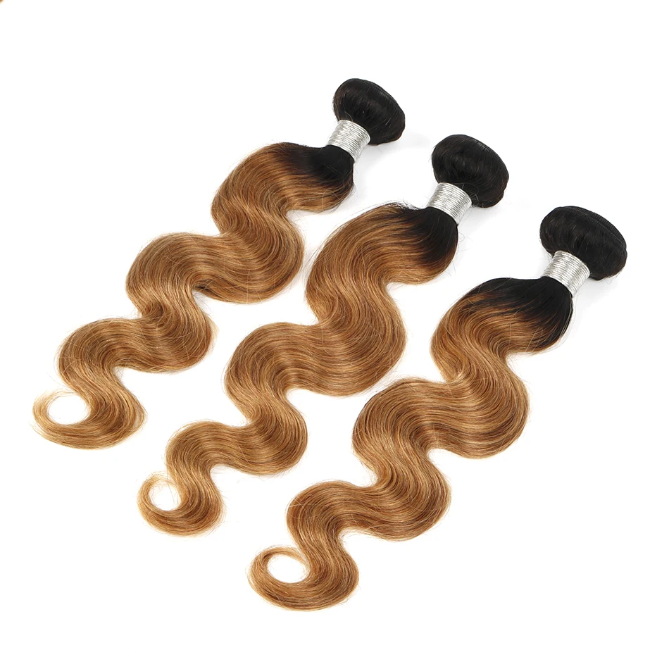 

10A Brazilian Hair Weave Human Hair Bundles 1/3/4 Body Wave Bundles T1B-27 Color 30 Inch Remy Hair Extensions For Women SIMMEL