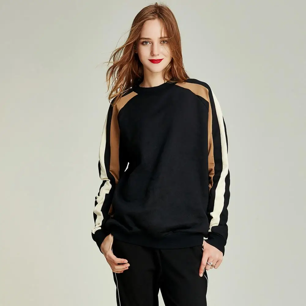 Хавва осенне зимний хлопковый свободный лоскутный цветной пуловер с круглым