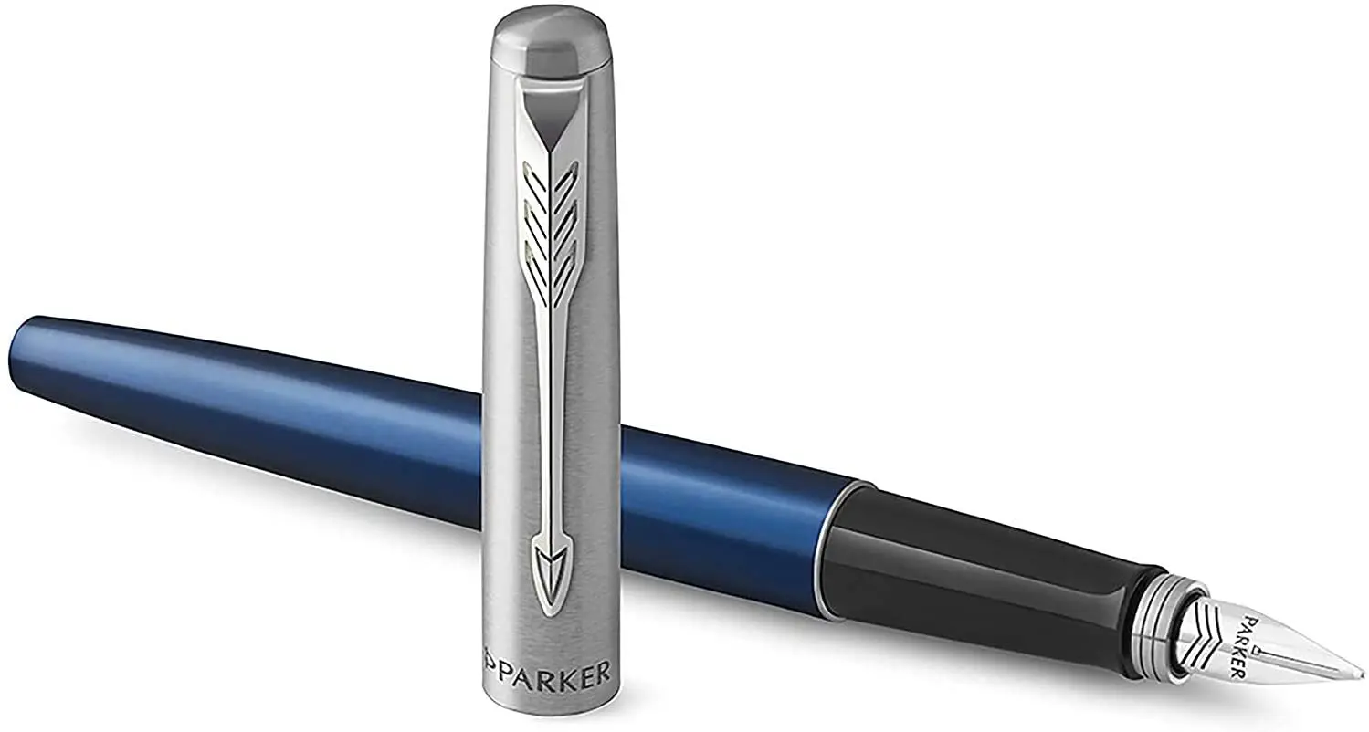 Parker Jotter Fountain Pen, CT-Colored Metal Body, Medium Point, Blue Ink, Includes Gift Box,Luxury Fountain Pen
