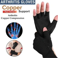 1 pair compression arthritis gloves women men joint pain relief half finger brace therapy wrist support anti slip therapy gloves