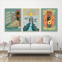boho abstract sun posters and prints wall decoration vintage mushroom brain art pictures canvas painting for living kids room