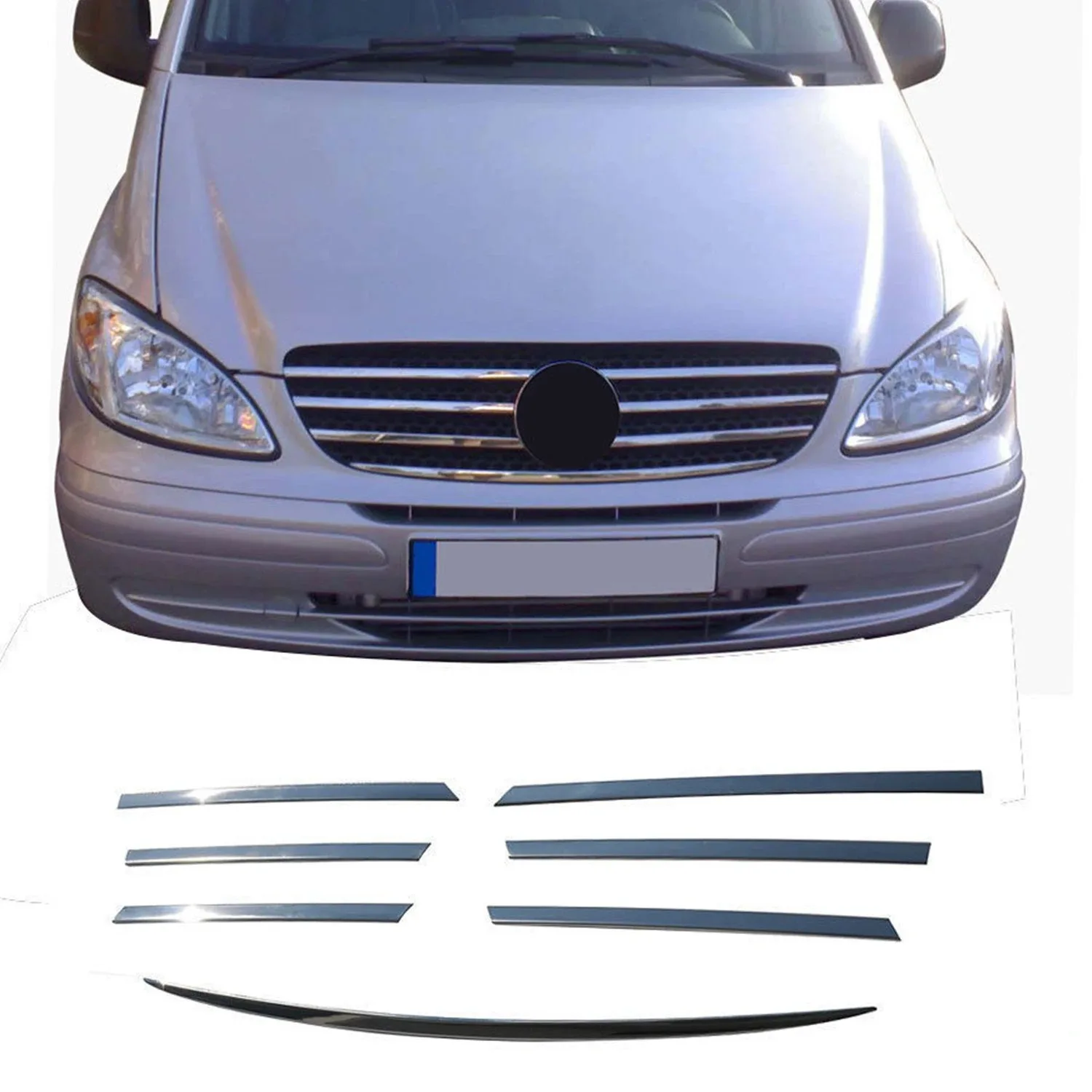 

Mercedes Vito W639 Хромированная передняя решетка 7 шт из нержавеющей стали (2003-2010)