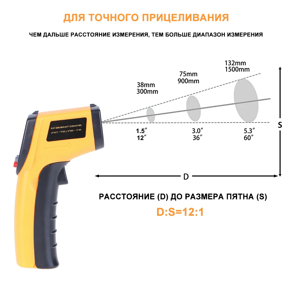 MOBUTA Термометр электронный бесконтактный не медицинский инфракрасный пирометр