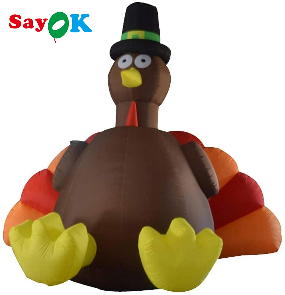

SAYOK Outdoor Inflatable Thanksgiving Decorations Inflatable Turkey with Air Blower(1PC, 13.12FT)