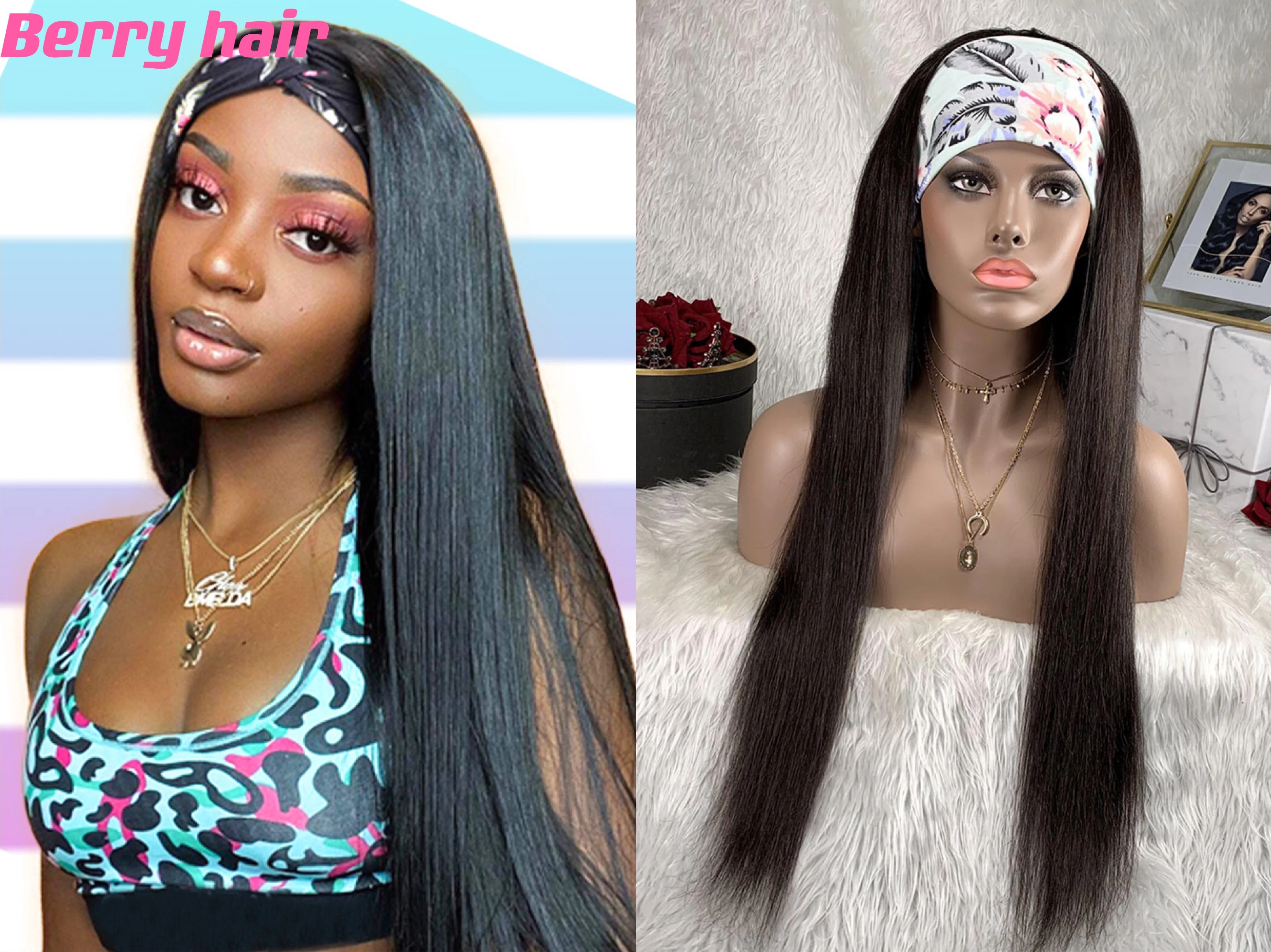

Headband Wig Human Hair Straight Brazilian 30 Inch Glueless Headband Human Hair Wig For Black Women Remy Natural Human Hair Wigs