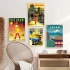 Плакаты и принты путешествий из Азии, вьетнамский, Япония, Индокитай, рисунок вручную, Картина на холсте, Настенная картина, подарки путешественникам