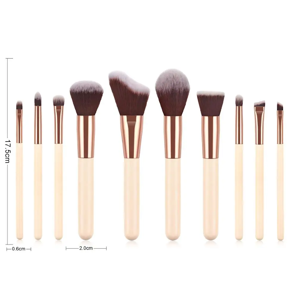

VRDIOS 10Pcs Makeup Brushes Powder Brush Foundation Blush Blending Make Up Brush Set Eye Shadow Cosmetic Beauty Tool Kit