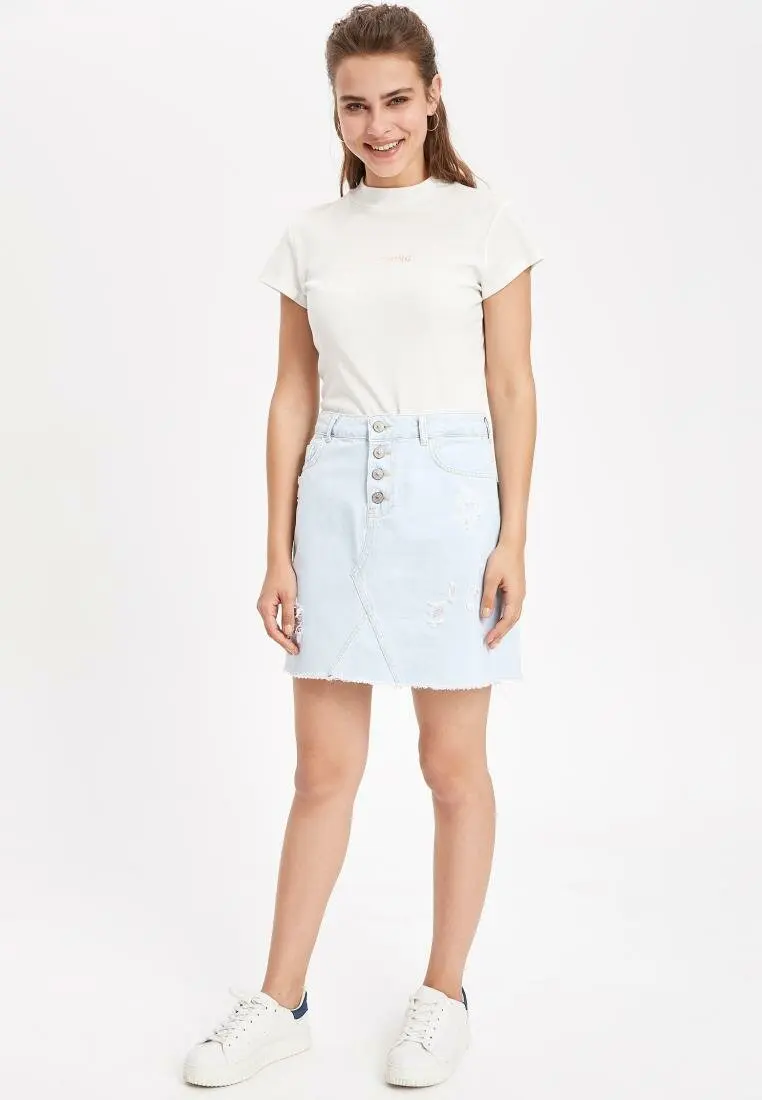 Женская джинсовая юбка DeFacto повседневная синяя короткая летний светильник K7125AZ19SP