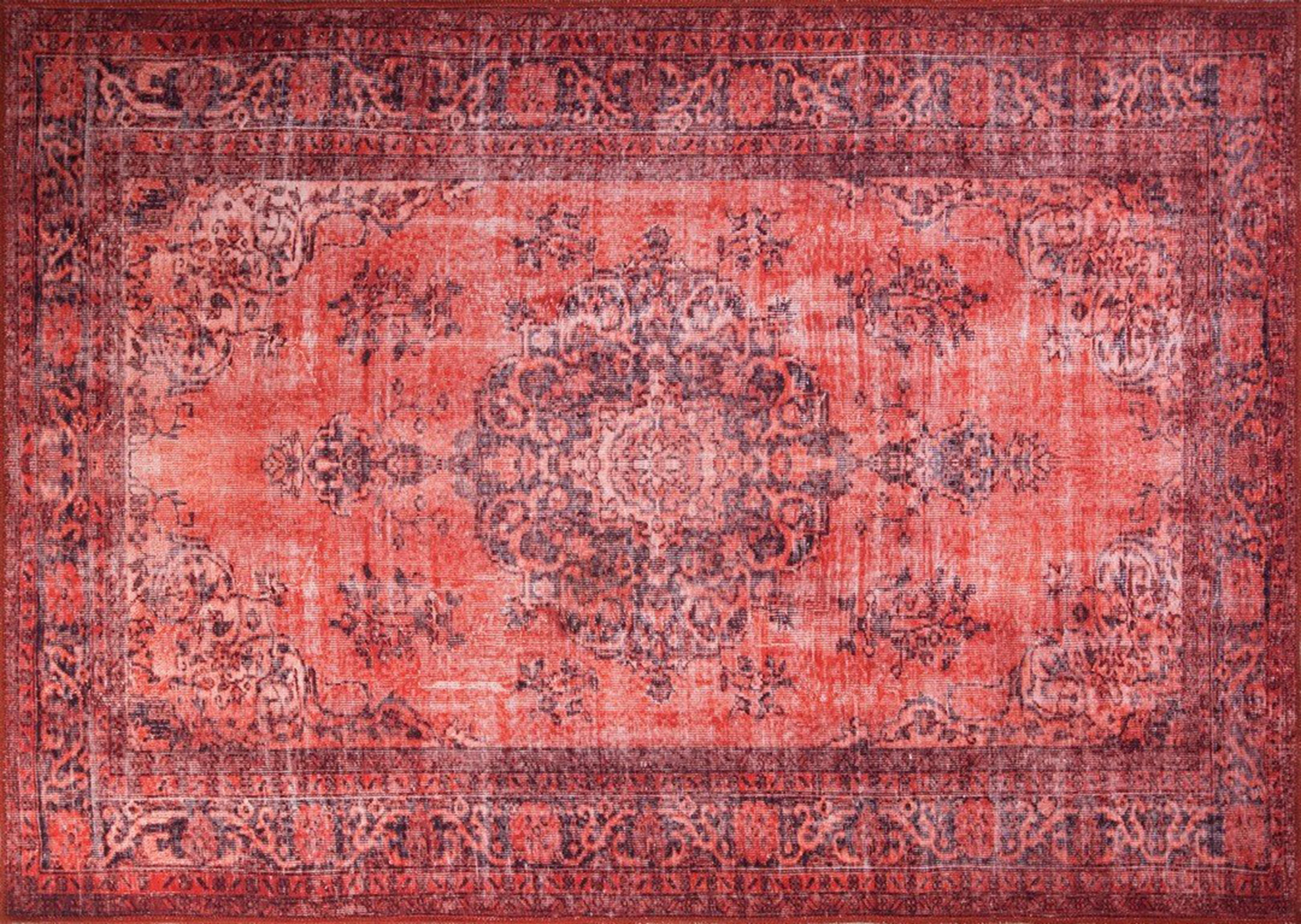 

Turkish Red Rug, Medallion Oriental Traditional Rug, Bohemian Vintage Hand-knotted texture, Minimalist Home decor