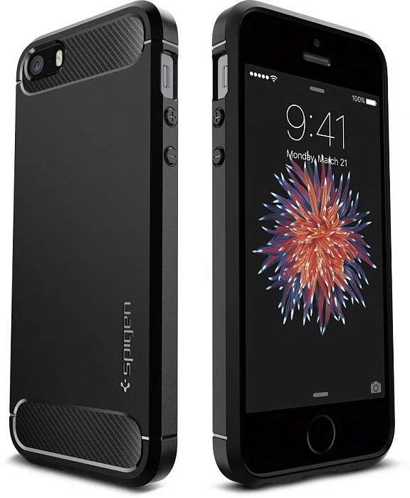 Чехол Spigen Rugged Armor (041CS20167) для iPhone 5/5S/SE (Black)|Бамперы| |