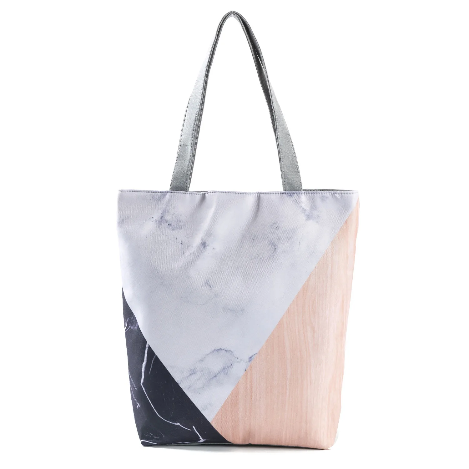 Marbling Joint Printed Large Shoulders Bag With Zipper Custom Pattern Simple Travel Bag Well Made Handbags Big  Capacity Shopper