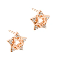 18k rose gold plated 925 silver cubic zirconia star stud earrings exquisite copper jewelry gift for wedding