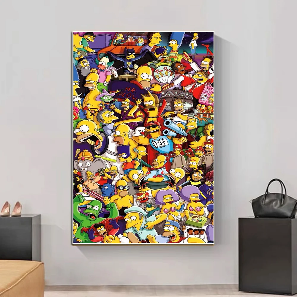 

Disney The Simpson Family Cartoon Poster Print Simpson Anime Graffiti Art Canvas Painting Wall Art Living Room Home Decoration