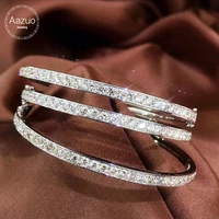 aazuo real 18k solid white gold real diamonds 1 6ct fairy hot sale line bangle for woman upscale trendy wedding engagement party