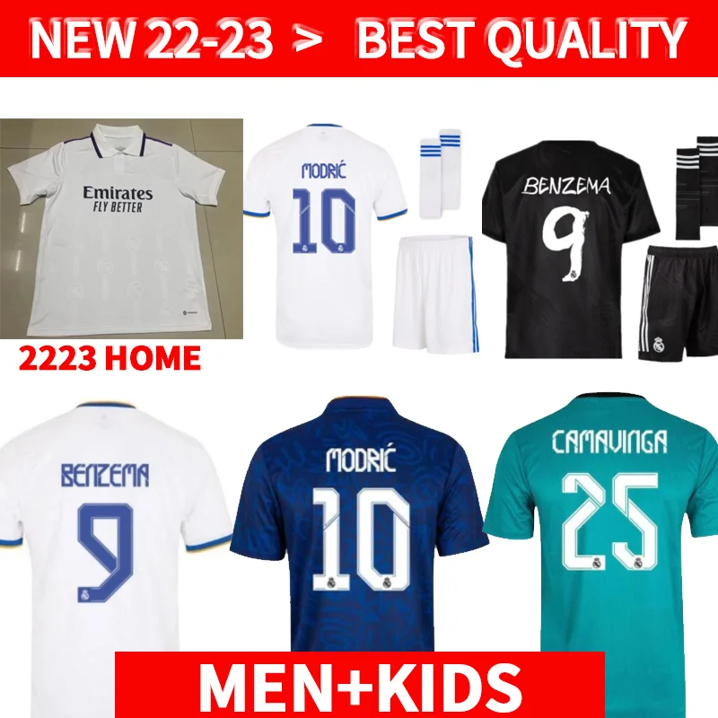 

Men+kids kit 21 22 23 Real Madrid soccer jerseys 2021 2022 Y3 football shirt BENZEMA HAZARD MODRIC VALVERDE VINI JR camiseta