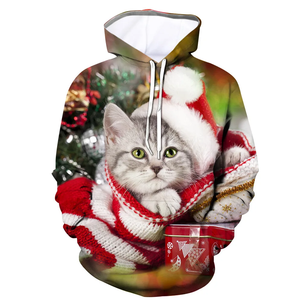 

Autumn Christmas Santa Claus Hoodie Kawaii Cat 3D Print Men Women Sweatshirt Fashion Tracksuit Y2k Kpop Streetwear Girl Pullover