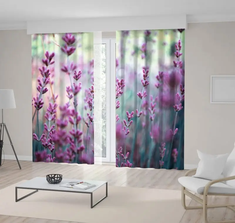 

Curtain Lavender Field Scented Flowers Summer Garden Herb Plants Nature Theme Home Decorating Lilac Color