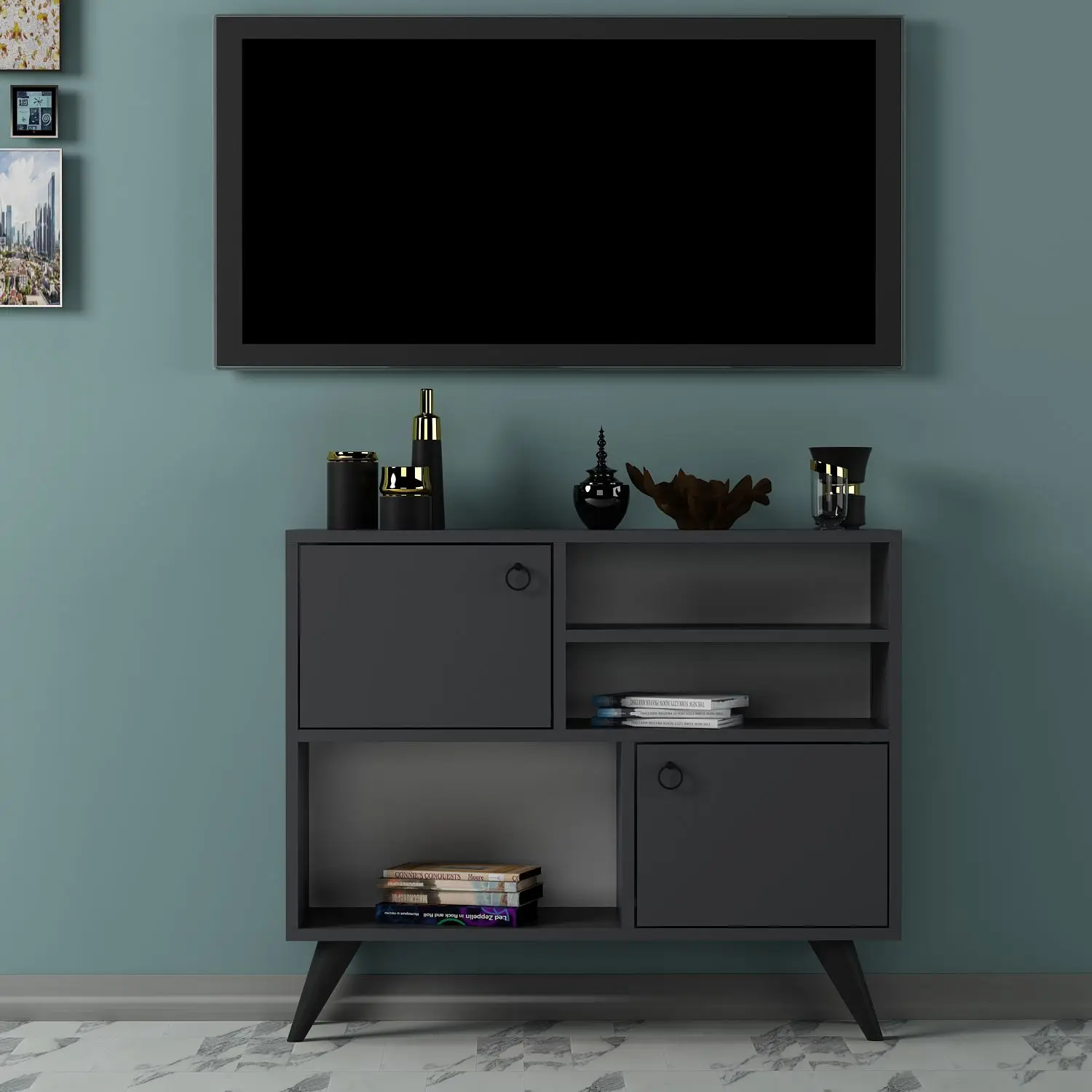 Мебель Modenr tvunit мебель для гостиной Tvunit Современная полка Антрацит металлические