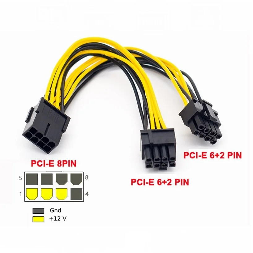 Силовой кабель для графической карты 6 pin/8 pin разъем Мама-Папа PCI-E PCI Express 8 (6+2pin)
