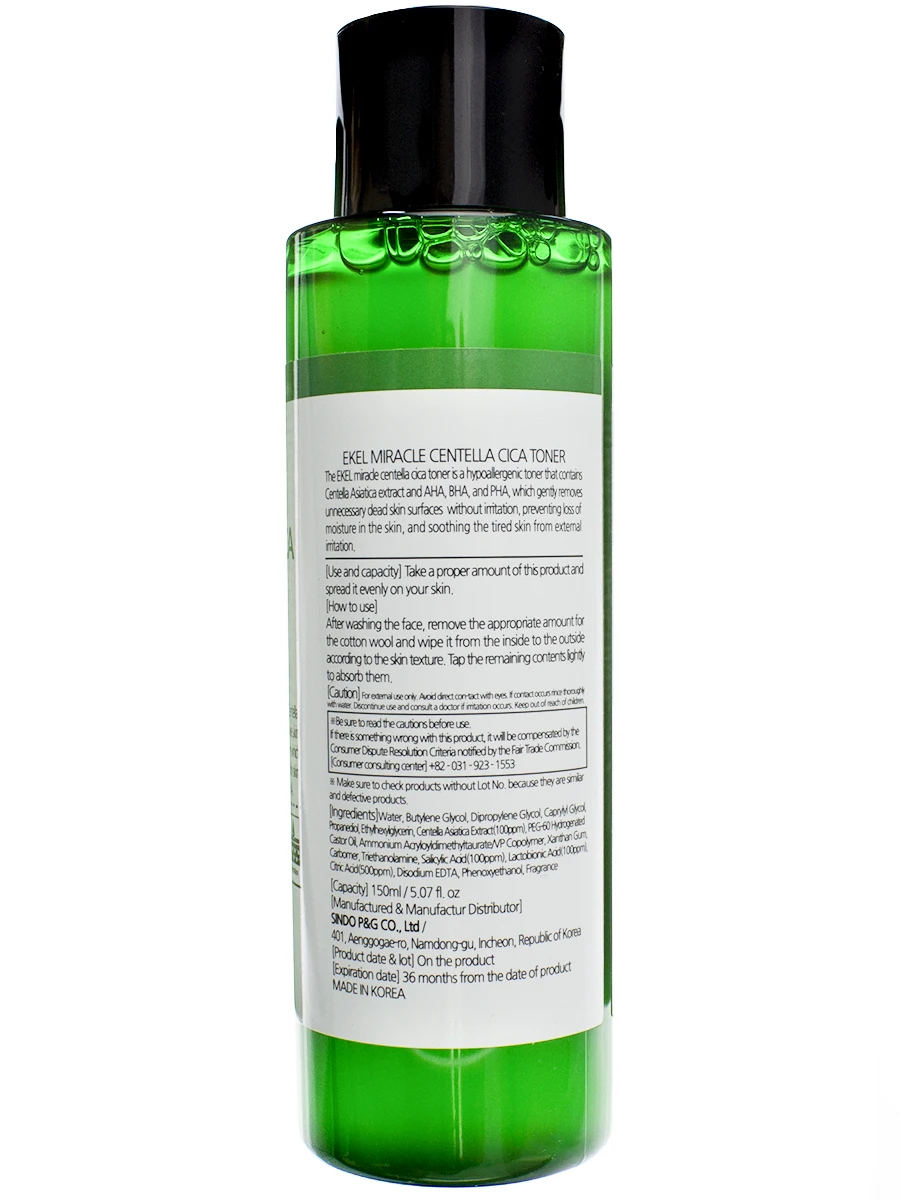 Тонер для проблемной кожи с (AHA BHA PHA) кислотами Ekel корейский Miracle Centella Cica 150 мл |