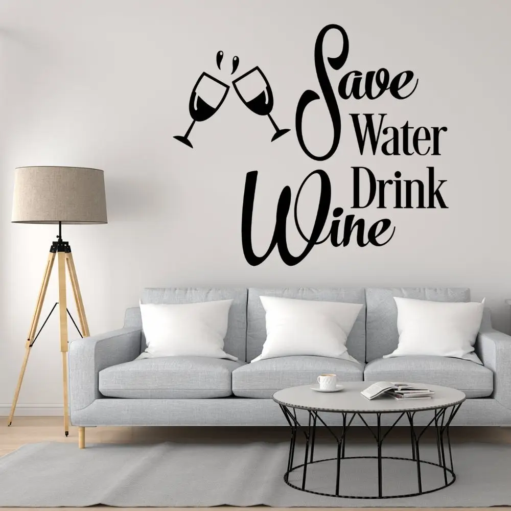 

Save Water Drink Wine Wall Art Decal Vinyl Bar Sticker Home And Restaurant Decoration Removable A003216