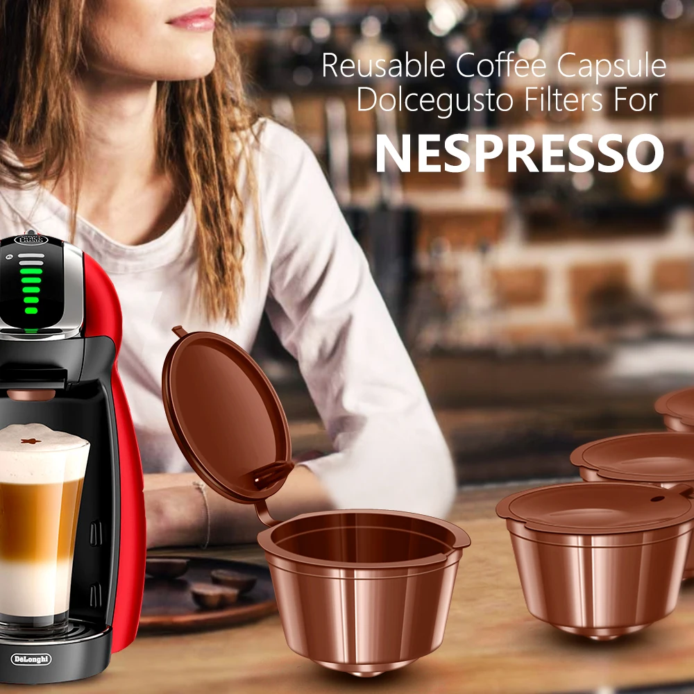 Fit For Dolce Gusto Coffee Filter Cup Reusable Coffee Capsule Dolcegusto Filters For Nespresso Refilling Filter Coffeeware