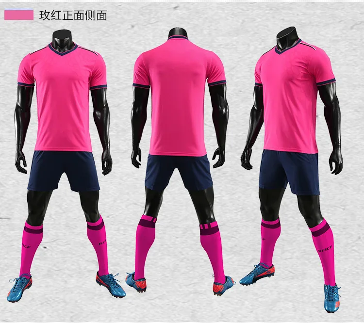 Customize Soccer Jersey+Shorts Set Pure Color Sport Training V-Neck T-Shirts Design Team Logo Softball Uniform Adult Youth Kids | Спорт и