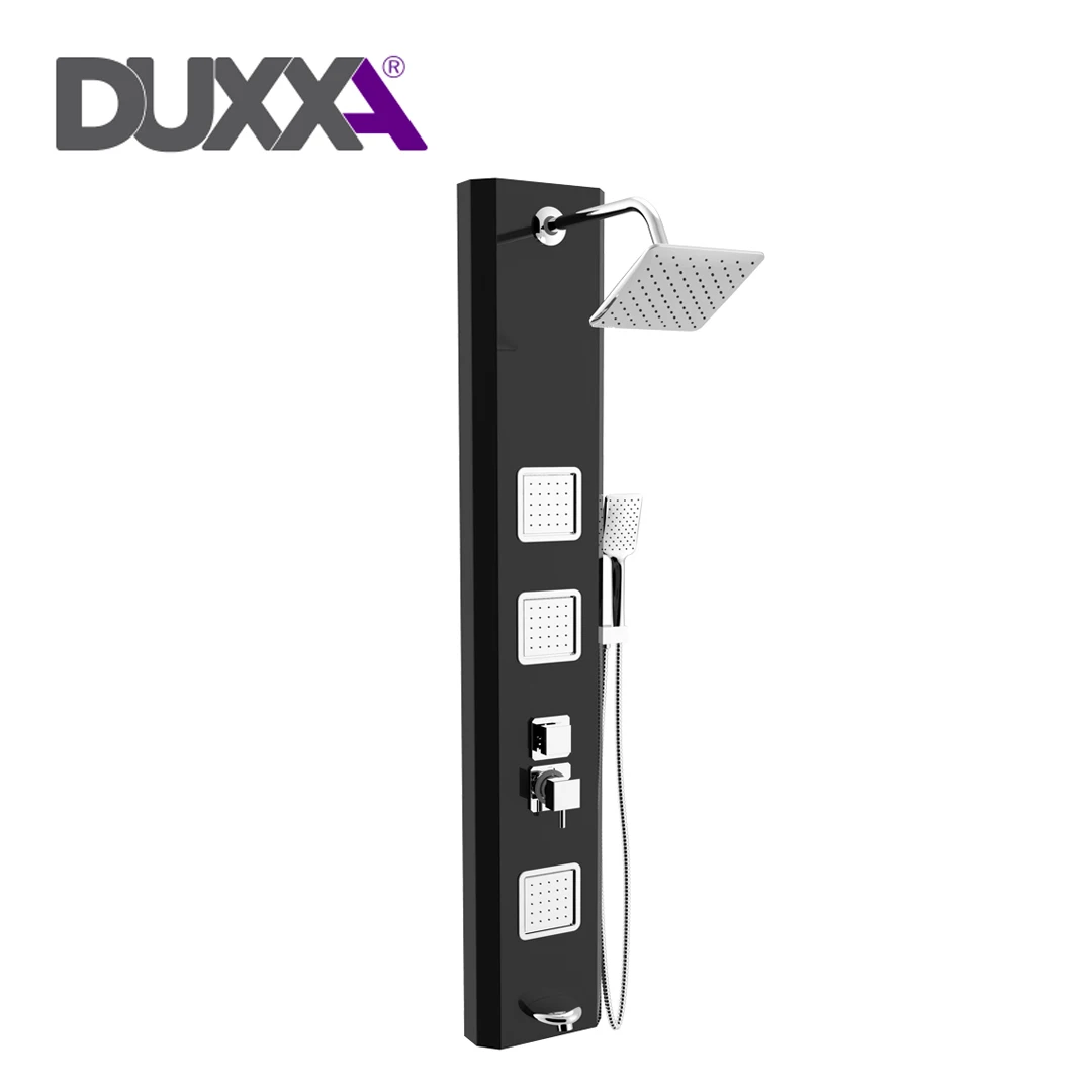 

Composite Shower Panel Black Shower Faucet Bathroom SPA Massage Jet Shower Column System Waterfall Rain Shower Panel Bidet