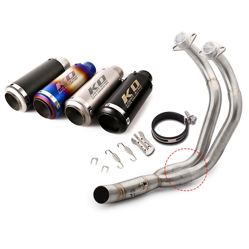 

For Yamaha MT-07 MT07 FZ07 Motorcycle Exhaust Pipe Header Mid Link Pipe Slip On 51 mm Mufflers Removable Db Killer Escape 245 mm