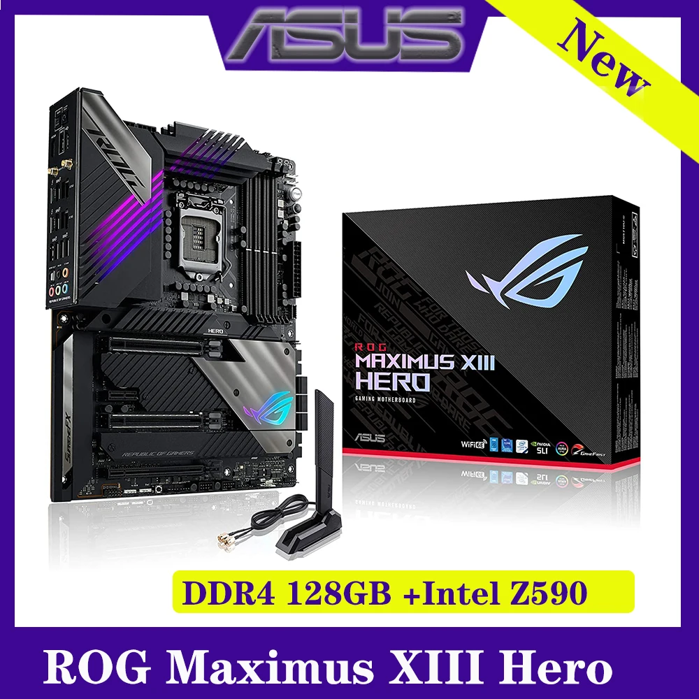 

LGA 1200 Asus ROG MAXIMUS XIII HERO Motherboard DDR4 5133OC 128GB PCI-E 4.0 Support 11th/10th-Gen Intel Z590 Placa-mãe 1200 New