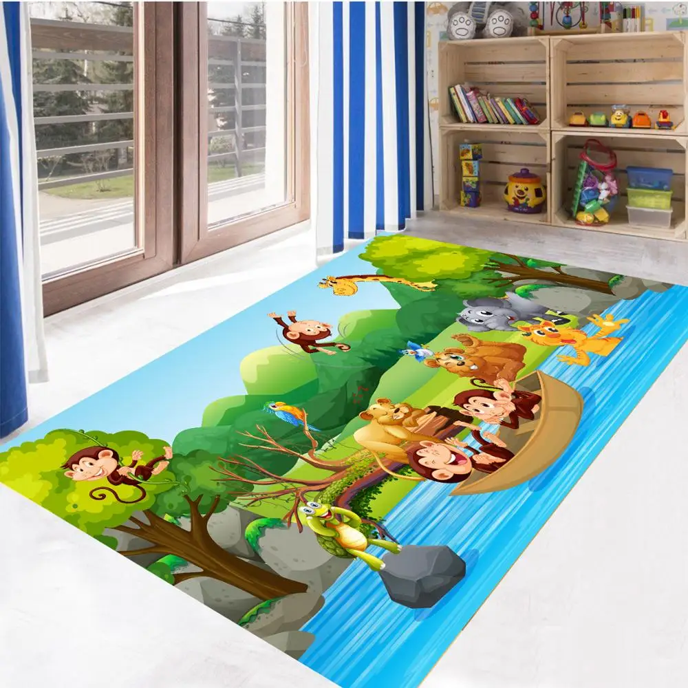 

Cheerful Animals Patterned Carpet ,Non Slip Floor Carpet,Teen's Carpet,Turkish Rug