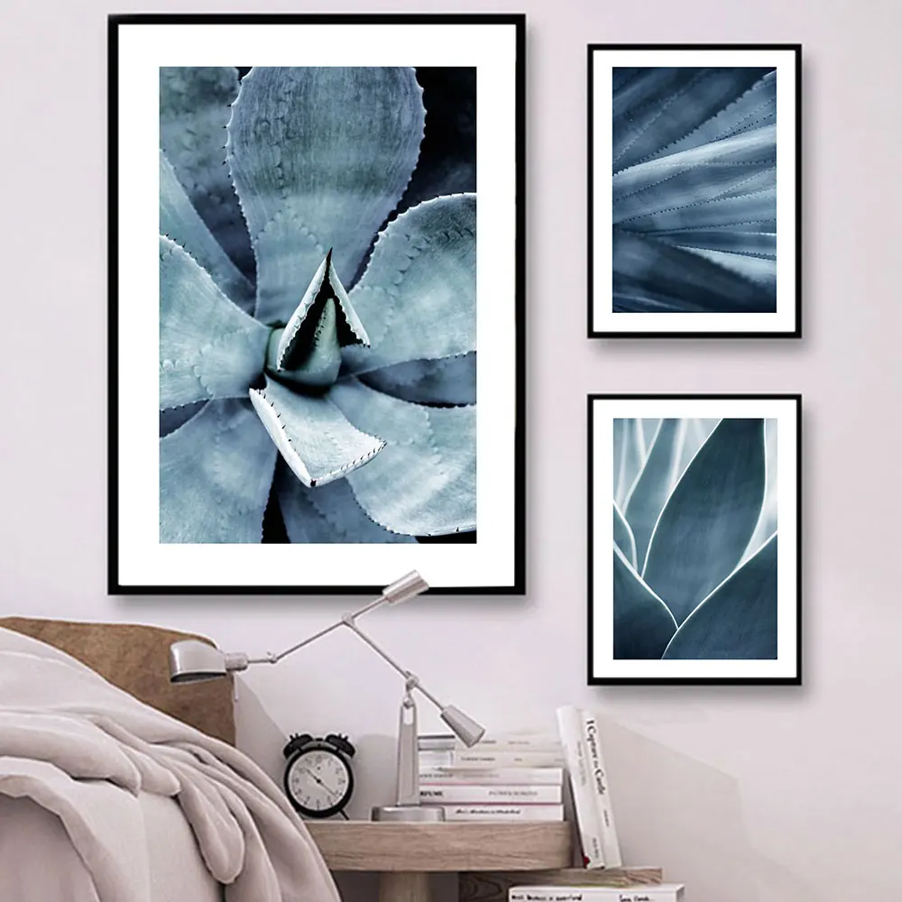 

Blue Agave Aloe Plant Art Canvas Painting Nordic Posters and Prints Leaves Wall Pictures for Living Room Home Decoration