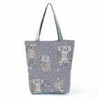 Вместительная Экологически чистая сумка для покупок с мультяшным рисунком совы, многоразовая женская сумка через плечо, фиолетовые дорожные пляжные сумки