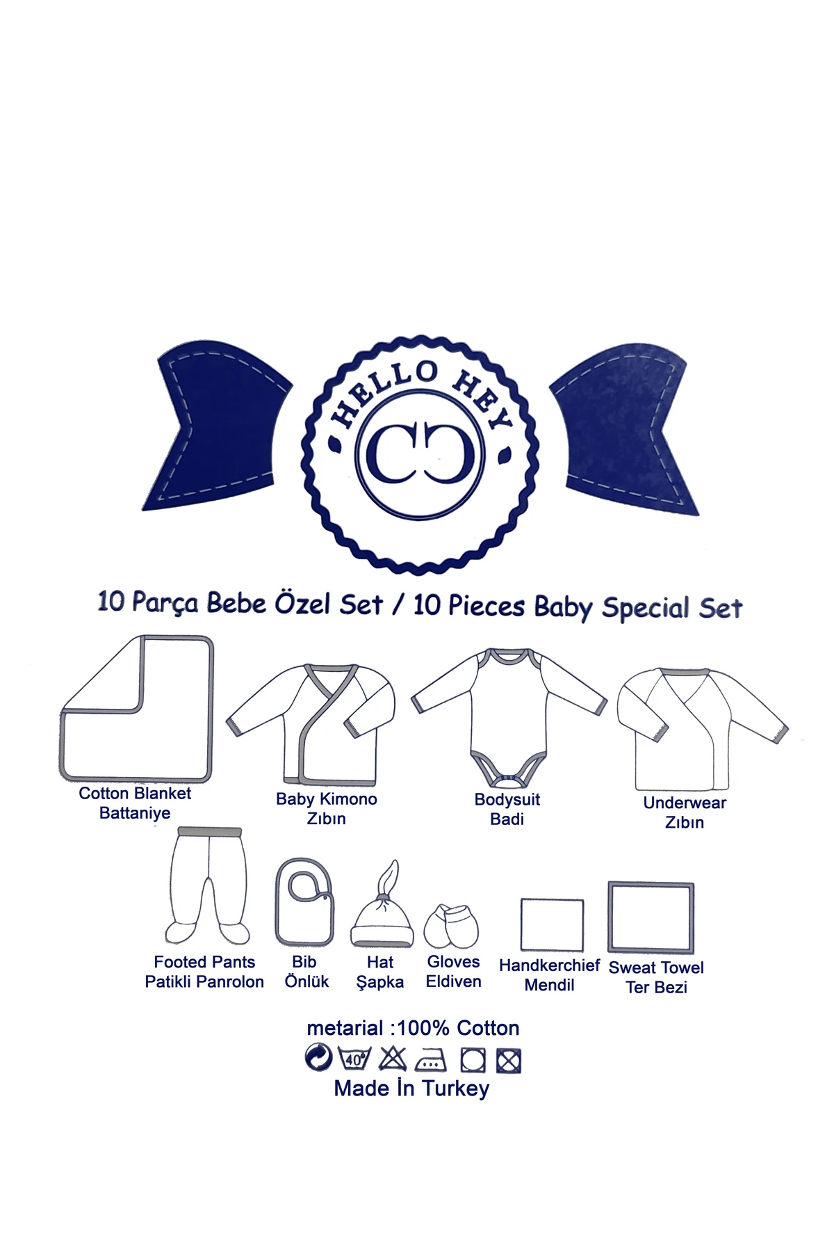 

Newborn baby clothing set %100 cotton 0-3 months 10 pcs baby male body suit blanket footed pants bib baby kimono made in turkey