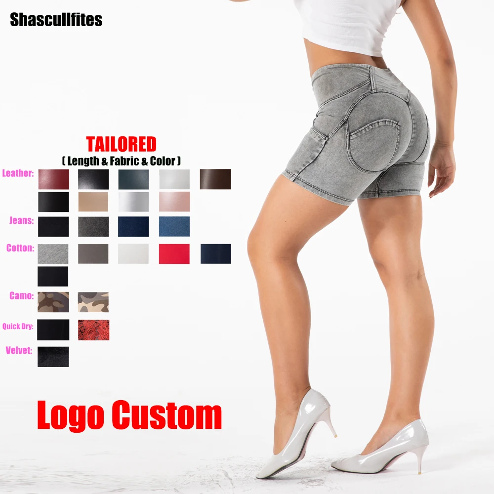 Shascullfites Melody Tailored Pants Women Logo Custom High Waist Shorts Grey Women's Denim Short Booty Lift Shorts