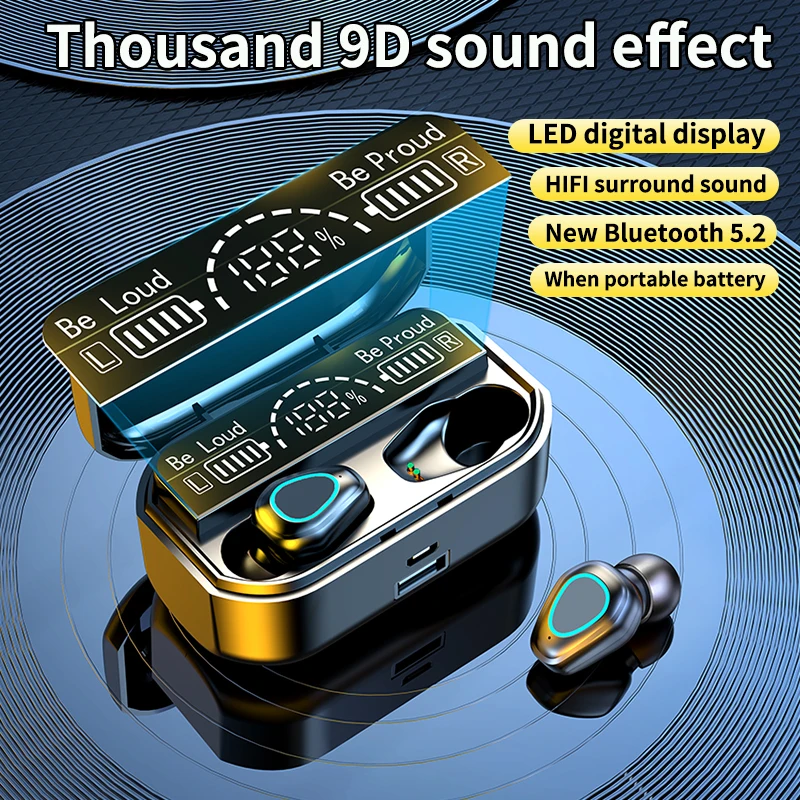 New TWS Bluetooth Headphones 3500mAh Charging Box 9D HIFI Stereo headset Waterproof Earbuds Wireless Earphones With Microphone |