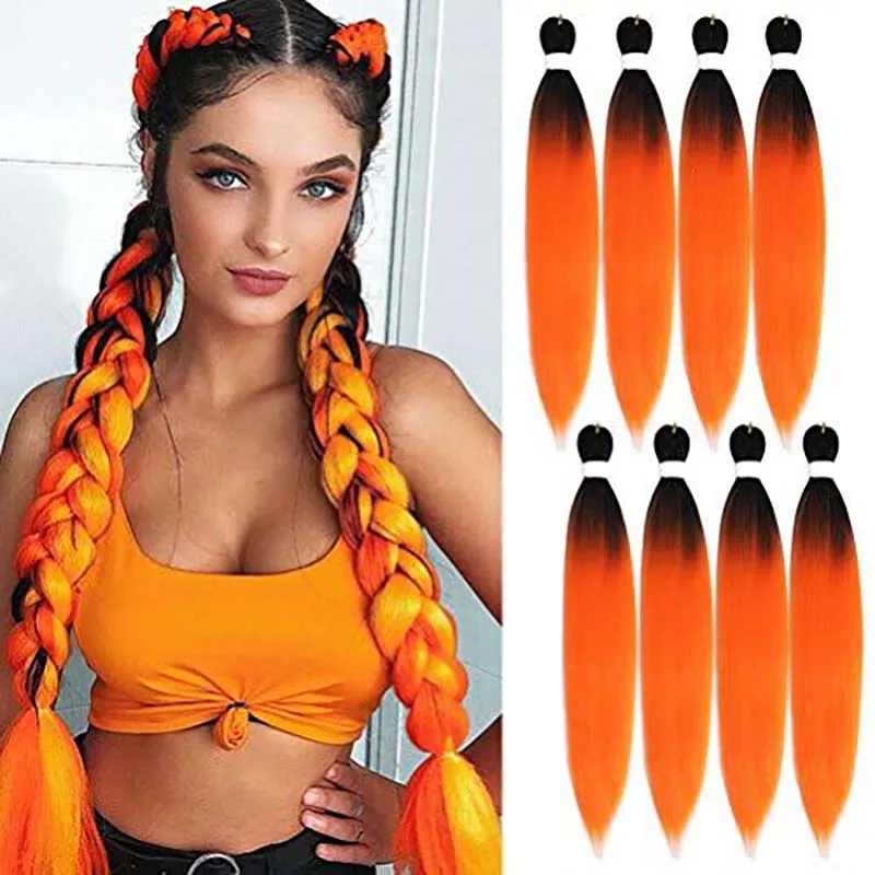

Предварительно растянутые плетеные волосы, 26 дюймов, 8 пряди, Красочные легкие плетеные синтетические волоконные плетеные косички крючком, ...