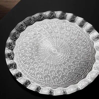 

wonderful dowry wedding mothers day birthday gift awesome decor Silver Plated Ottoman Round Tray