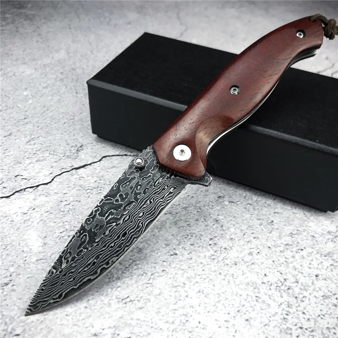 Дамаск Сталь узор лезвие на открытом воздухе тактическое Выживание Охота Ножи EDC