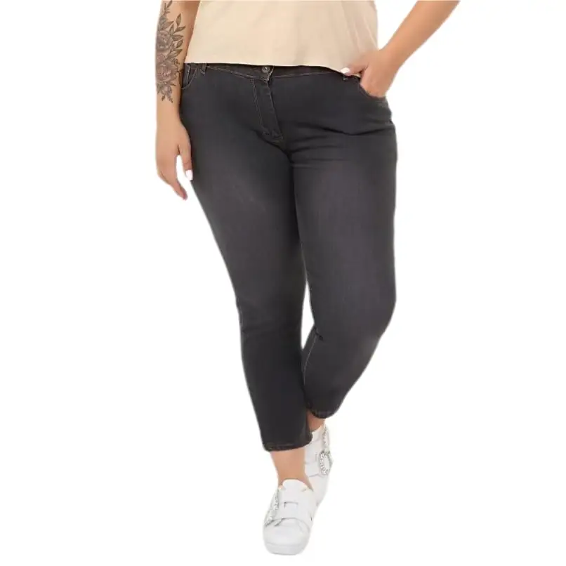 Женские модные однотонные джинсы Hanezza большие размеры сезон зима 2021 элегантные