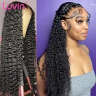Ali express Luvin 250 плотность 13x 4 кружевной передний парик из человеческих волос 30 32 дюйма Глубокая волна кудрявые бразильские фронтальные парики для черных женщин