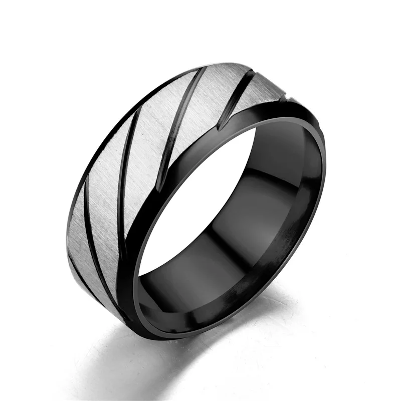 

Hot Sale Cheap Fashion Stainless Steel Jewelry 8mm Double Beveled Cross Brushed Finger Rings For Women men