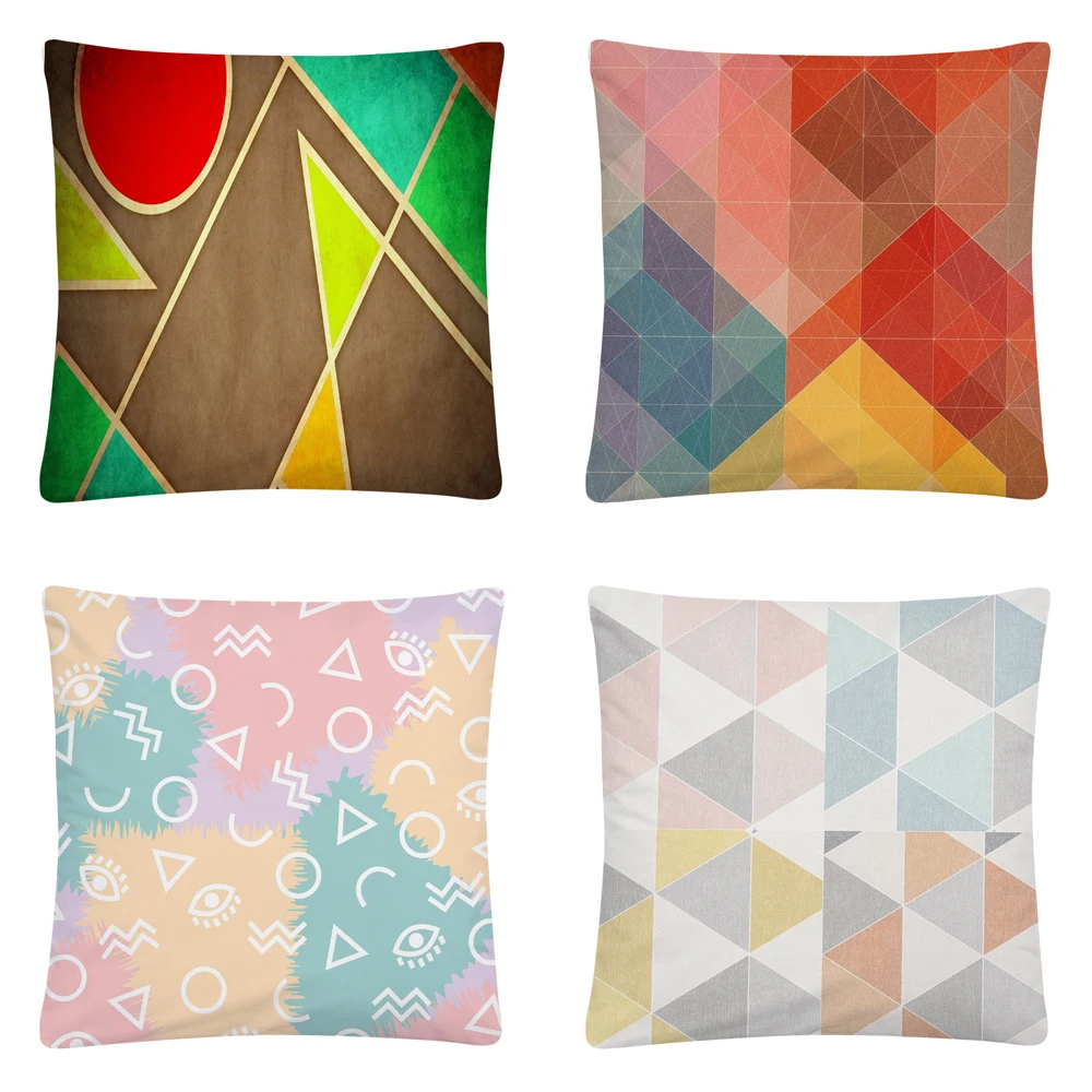 Geometric Minimalist Stitching Pattern Soft Short Plush Cushion Cover Pillow Case for Home Sofa Car Decor Pillowcase 45X45cm | Дом и сад