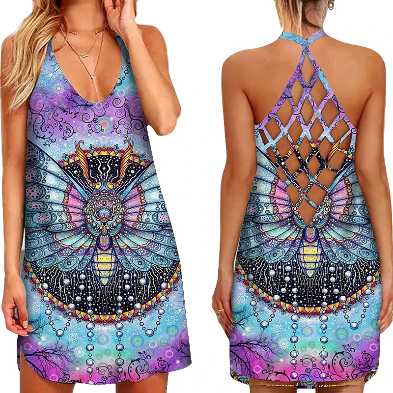 Женское платье-мини в богемном стиле повседневный свободный пляжный сарафан без