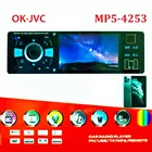 Автомагнитола с экраном 1 DIN OK-JVC 4253  пульт и 7 цветов подсветки Bluetooth, SDMMC слот (до 32Gb), USB