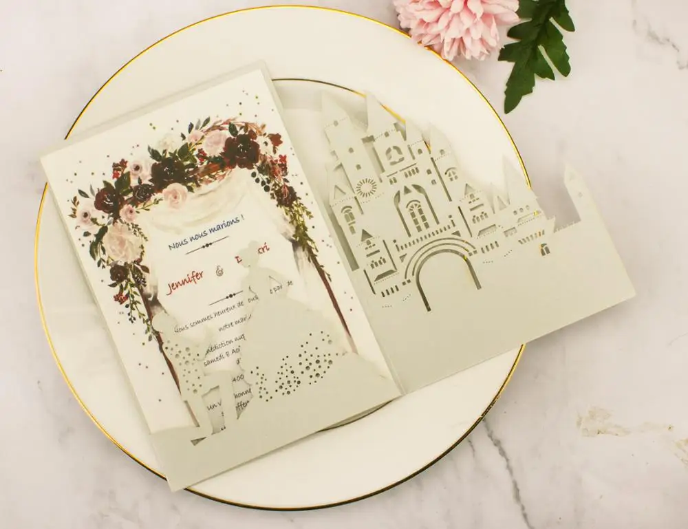 10 шт./лот свадебные пригласительные открытки pocketfold трехслойная открытка и