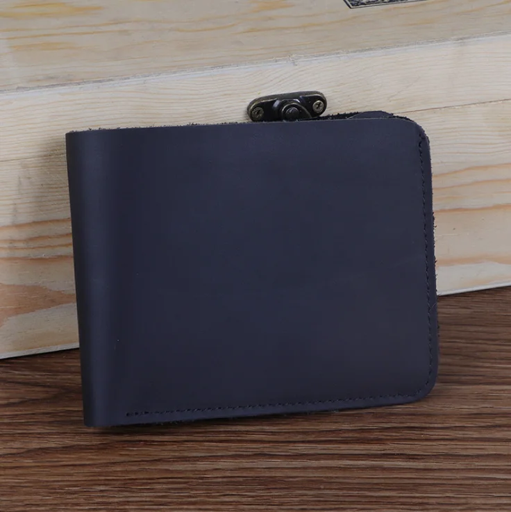 

Fashion crazy horse skin men's wallet leather cross short head layer cowhide wallet vintage leisure leather wallet free shipping