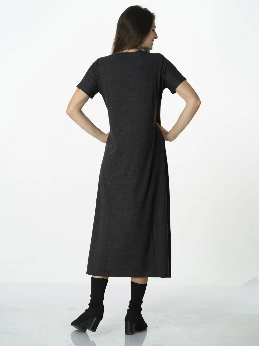 

Woman Half Sleeve Dress Whatever Rhinestone Crystal Textile Material Transfer
