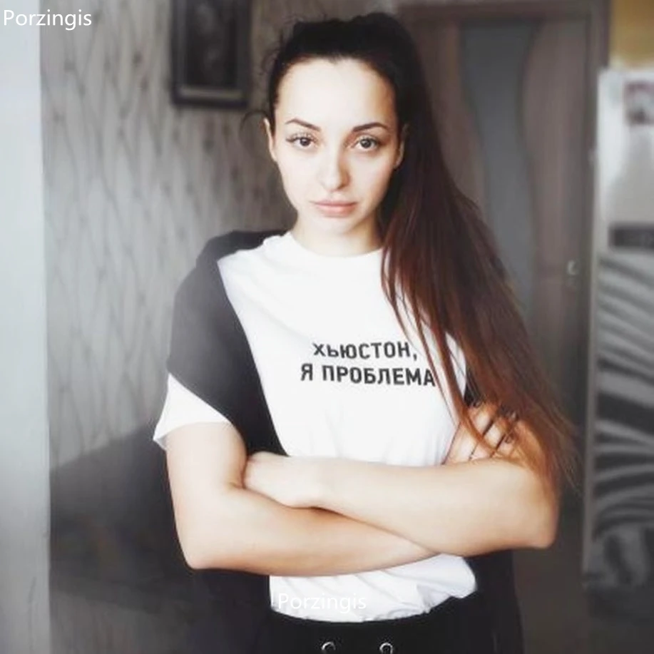 Футболка Porzingis женская с надписью на русском языке модная тенниска из хлопка